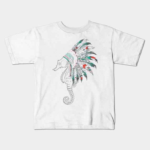 seahorse headdress Kids T-Shirt by somatosis